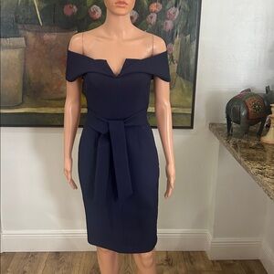 Forever New navy off the shoulder dress